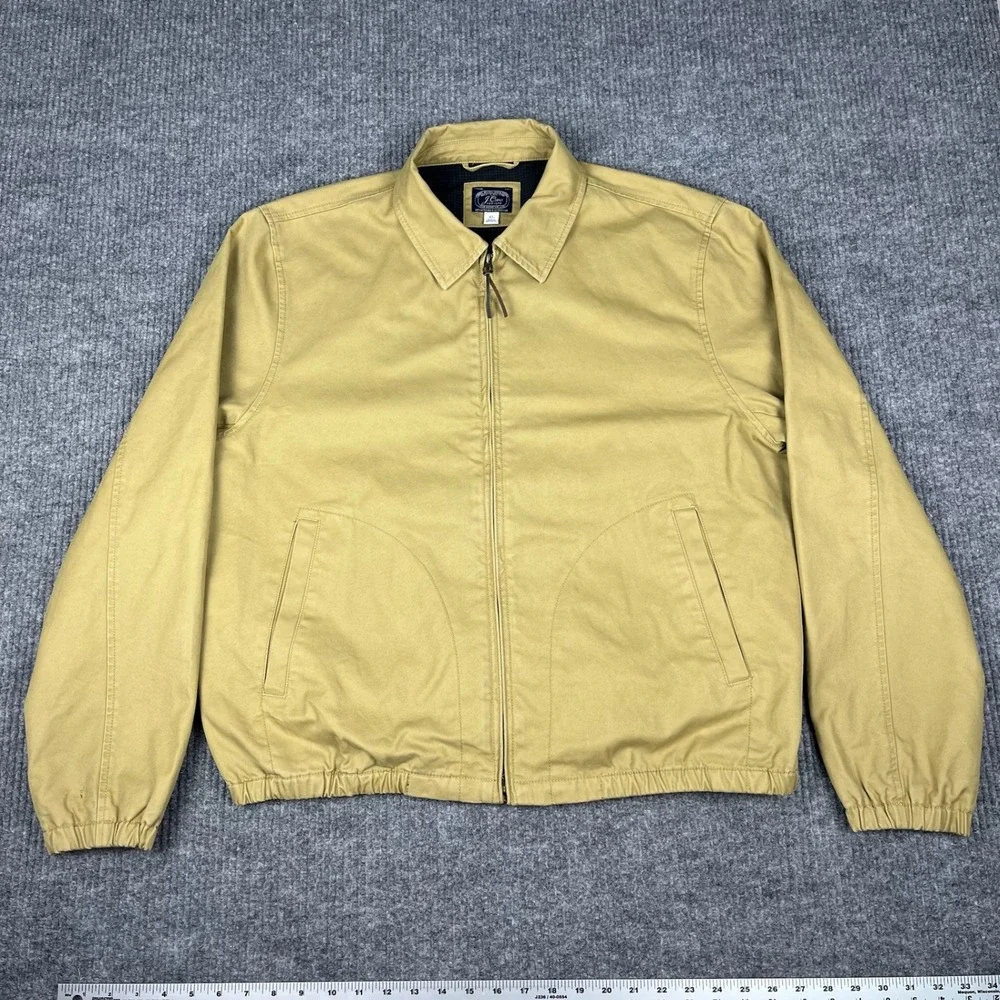 J Crew Jacket Mens XL Harrington Tan Cotton Full Zip Twill Lined Heritage Preppy